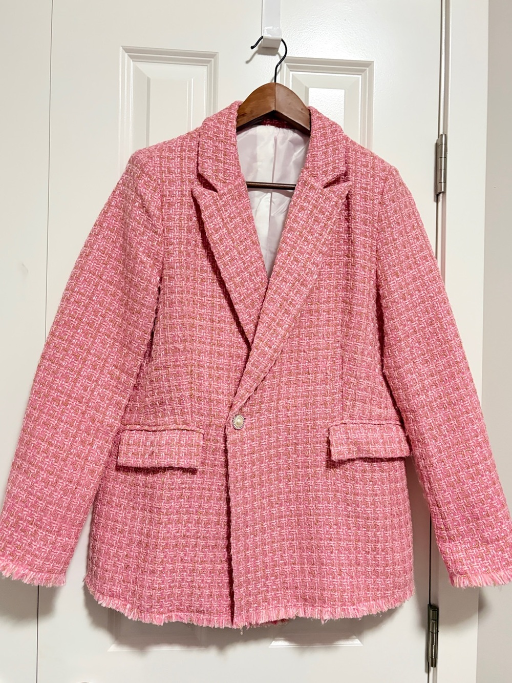 Pink Tweed Blazer Jacket - Women's Blazer